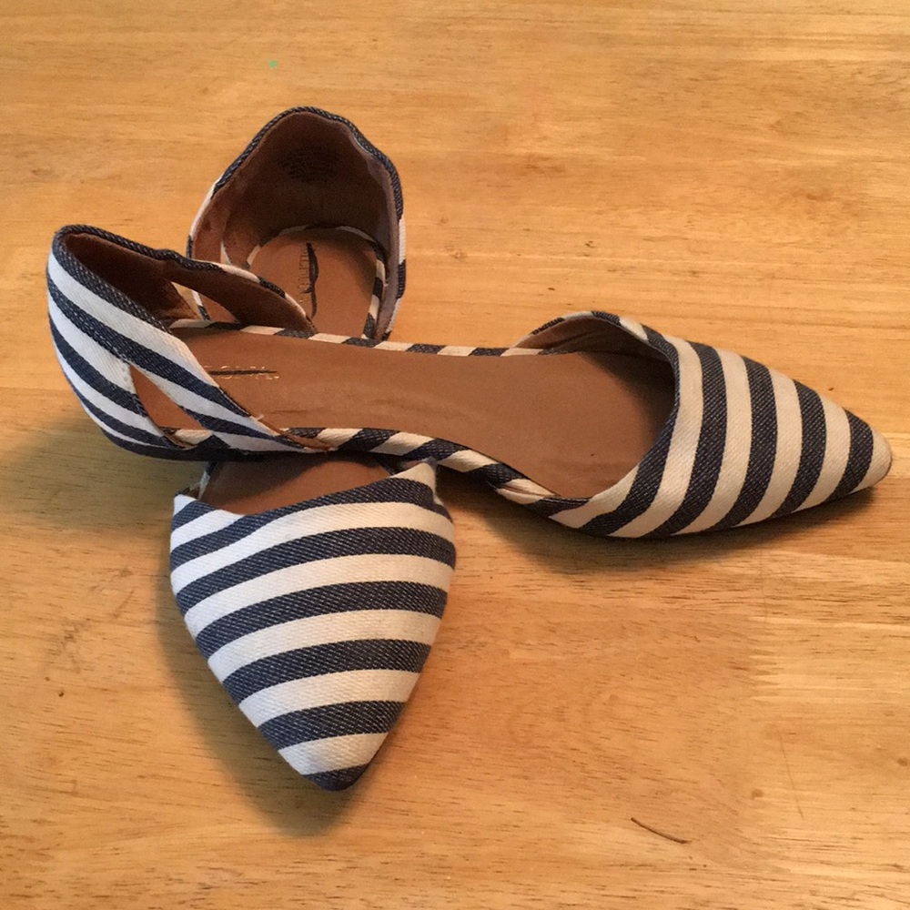 Navy and White Stripe Flats
